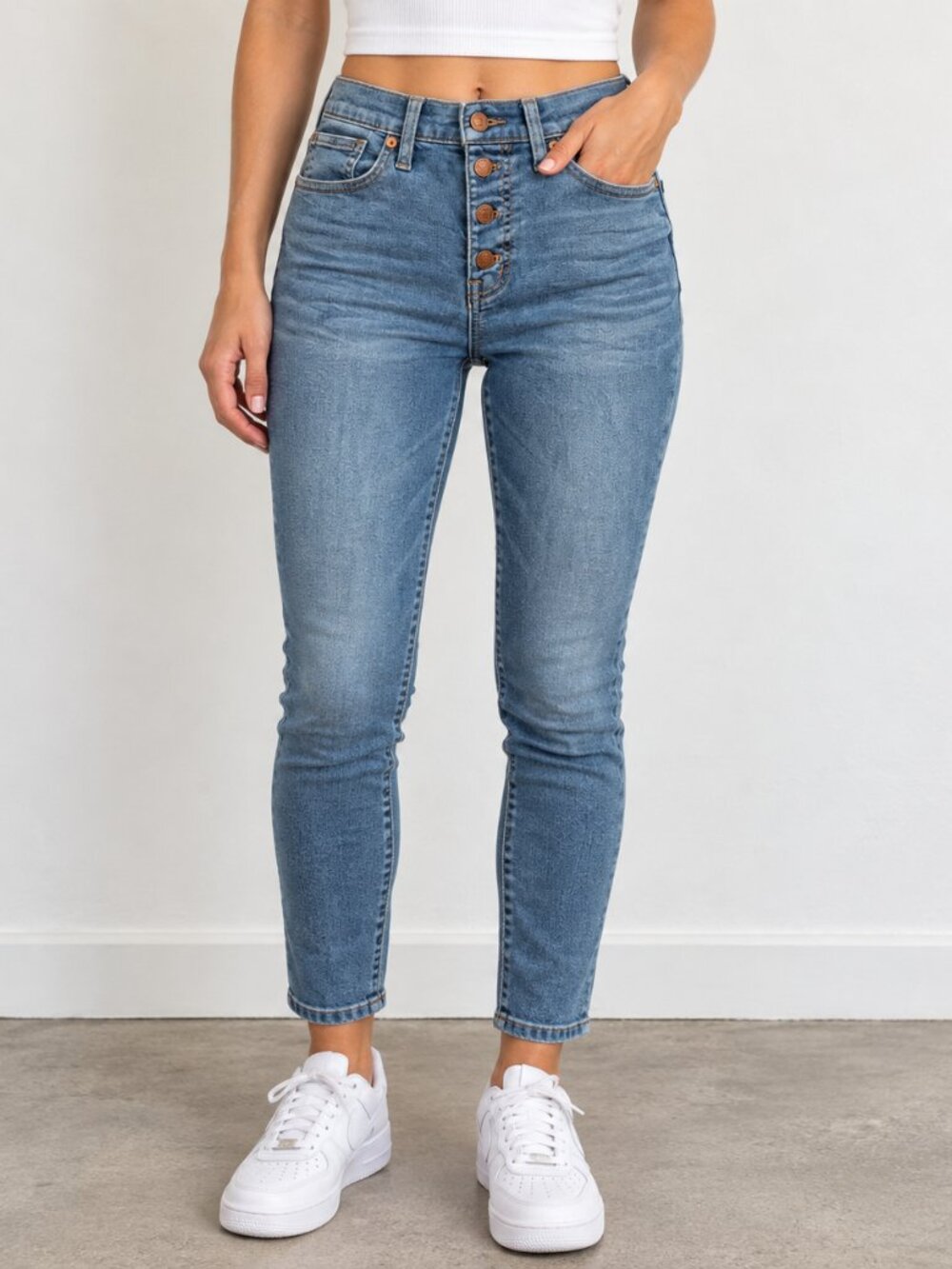 Madewell 9" Mid Rise Button Front Skinny Crop Jeans Size 28